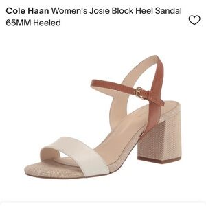 Cole Haan NEW Without Box Josie Block Heel Sandal - Cream and Brown Size 8.5